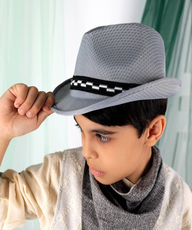 طقم 3 قطع رصاصي بيج مع قبعة